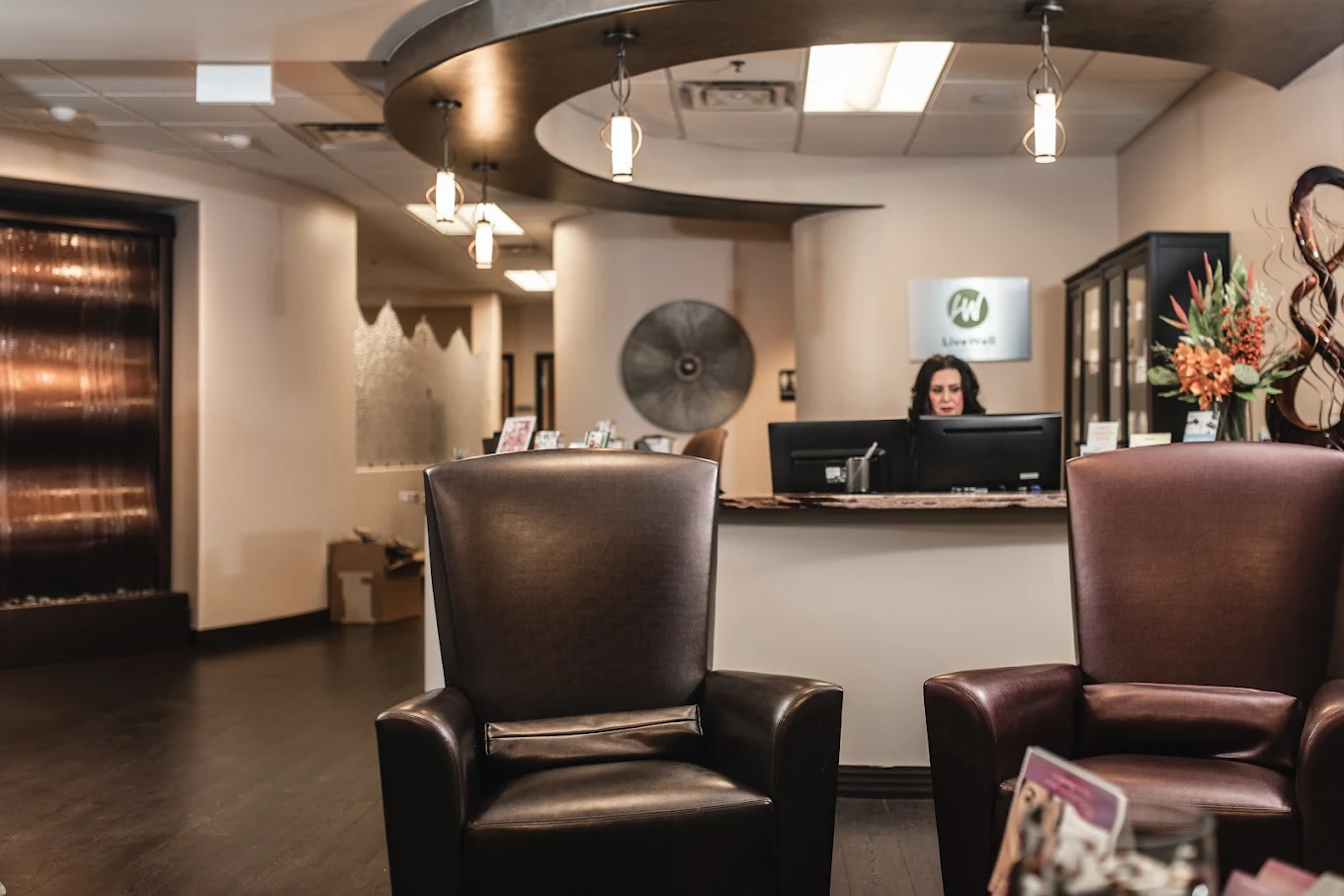 Reception desk and lobby at Live Well Wellness Center in Chandler