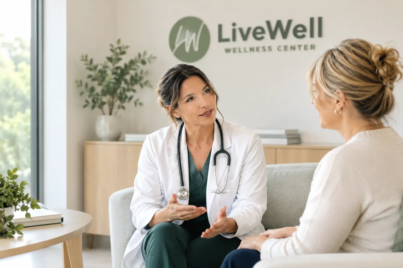 A doctor talking with a patient during a weight management visit
